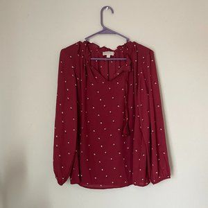 LOFT Red Floral Blouse - Size Medium - Perfect Condition